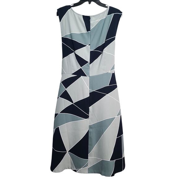Ann Taylor Factory Navy Geometric Print Sleeveless Dress Size 14 NWT - Picture 3 of 5